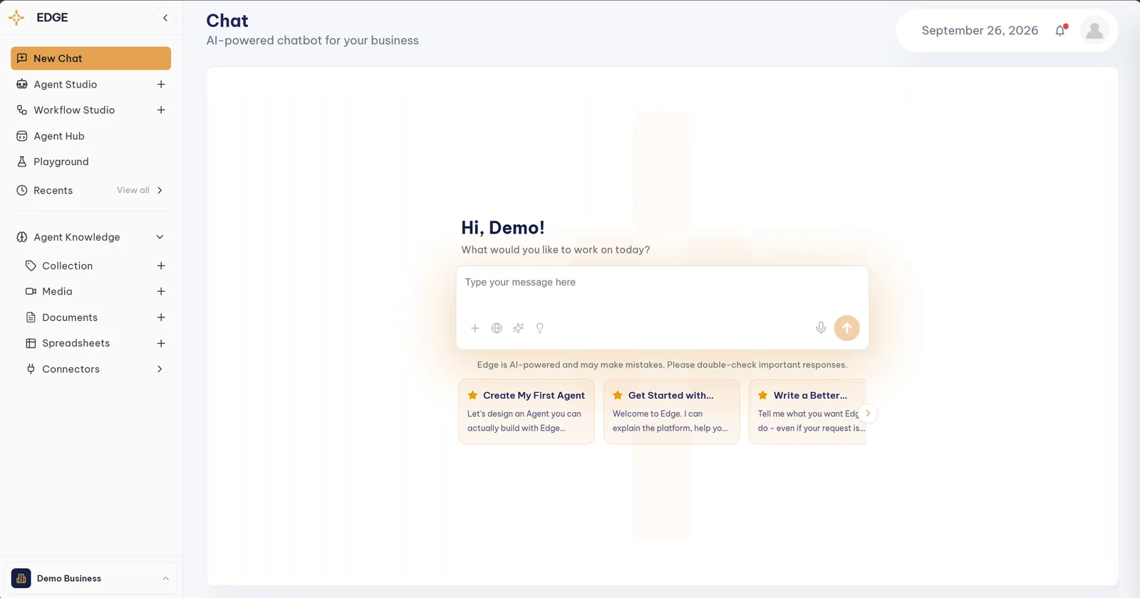 Edge New Chat landing screen with guided walkthrough chips